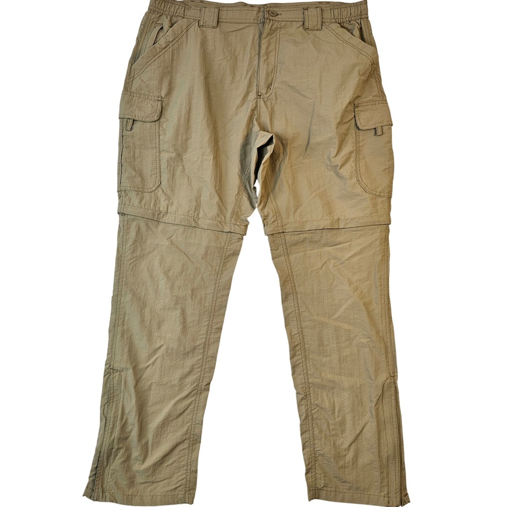 Rugged Exposure Mens 36 Convertible Cargo Pants Khaki Nylon Zip Off Hiking Short